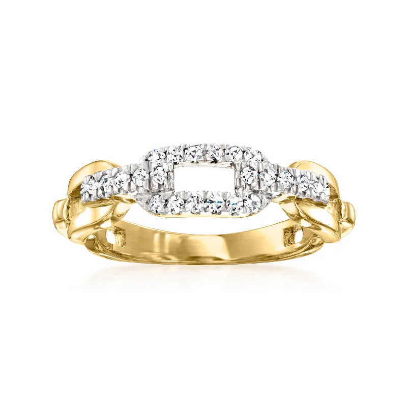 women simple engagement rings -Ross-Simons Diamond Paper Clip Link Ring in 18kt Gold Over Sterling