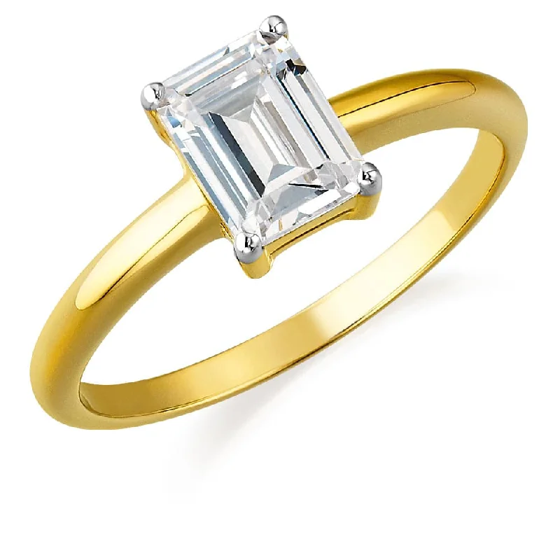 women cubic zirconia rings -1.75 ct. Emerald Cut Solitaire Ring