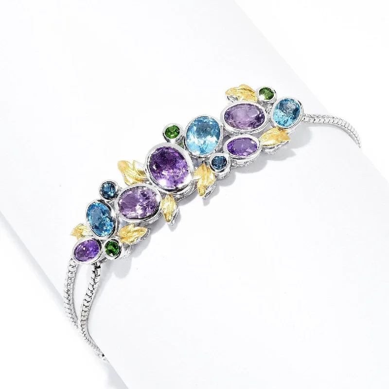 women eco-conscious bangles -Dallas Prince "Garden Party" 8.06ctw Multi Gem Adjustable Bracelet