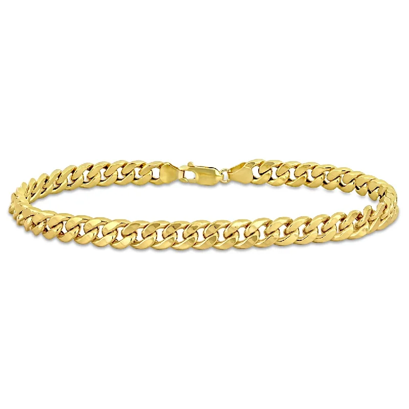 women bold bangles -Miadora 6.6mm Curb Chain Bracelet in 10k Yellow Gold - 9 in