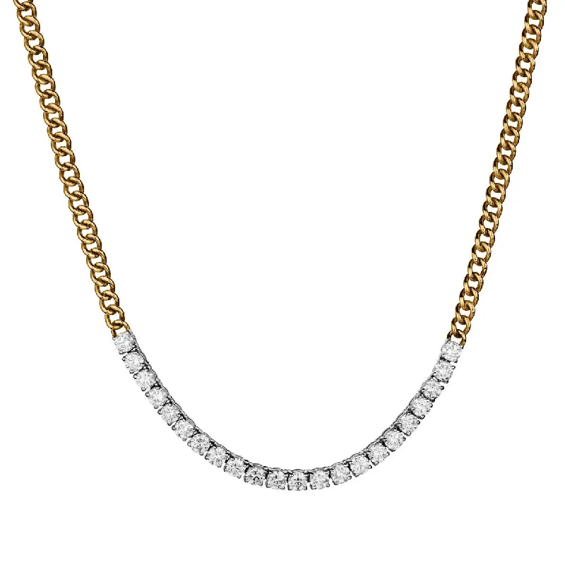 women luxury necklaces -DIAMOND & CURB LINK NECKLACE