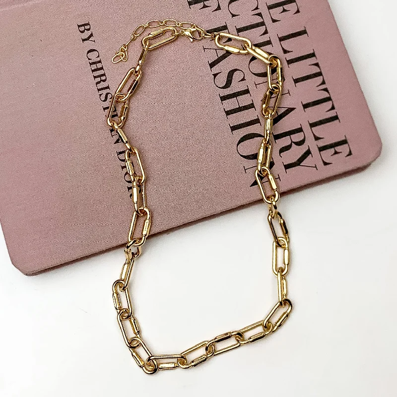 women adjustable necklaces -Chic Times Chain Necklace in Gold Tone