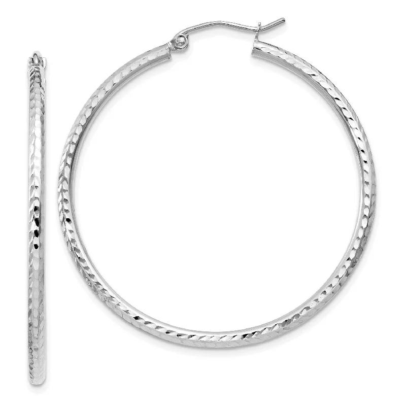 women eco-conscious earrings -14KT White Gold 40X2MM Diamond-cut Hoop Earrings