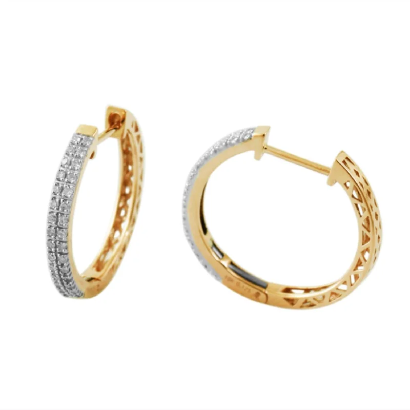 women drop earrings -1/4 CTW Diamond Hoop Earrings in 10KT Yellow Gold