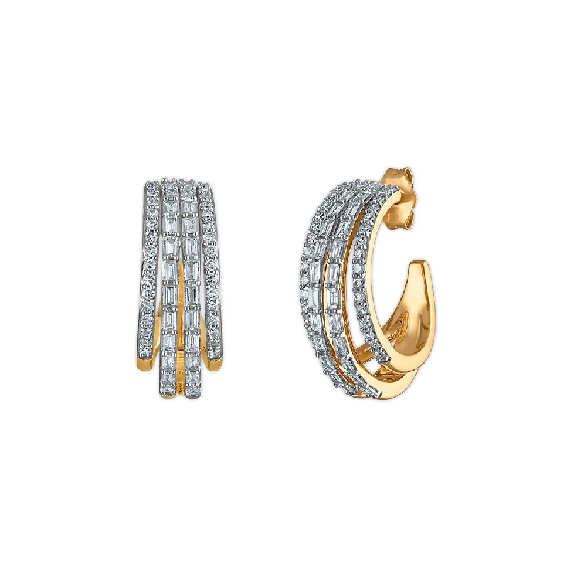 women bridal earrings -EcoLove 1 CTW Lab Grown Diamond Hoop Earrings in Gold Plated Sterling Silver