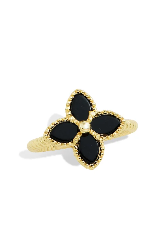 women stacked engagement rings -18K GOLD over sterling black onyx ring