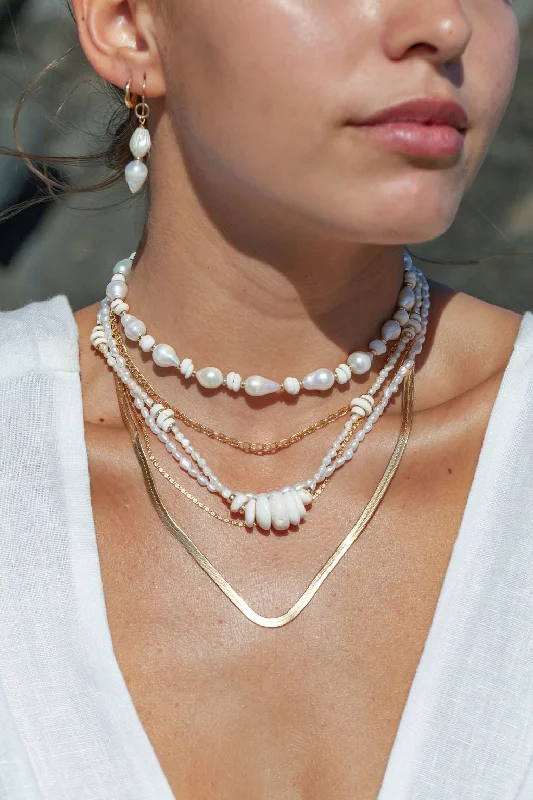 women pearl pendant necklaces -Baroque Pearl Puka Shell Necklace - Kakahi