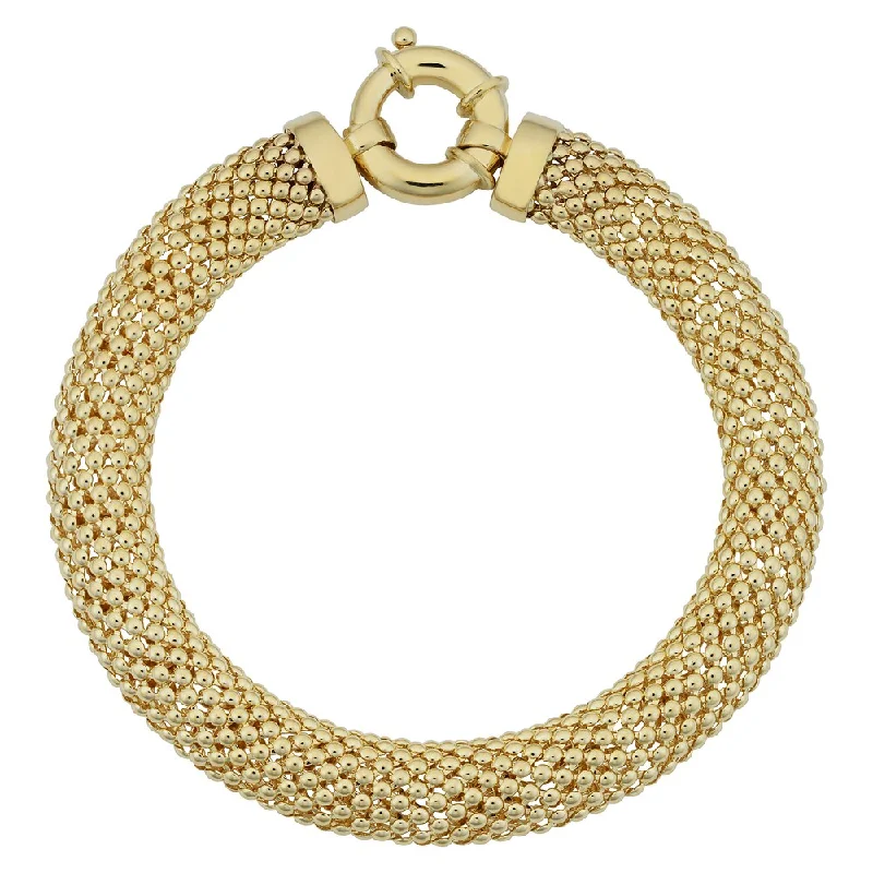 women rose gold bracelets -Fremada 14k Yellow Gold 8.5-mm Puffed Mesh Bracelet (7.5 inches)