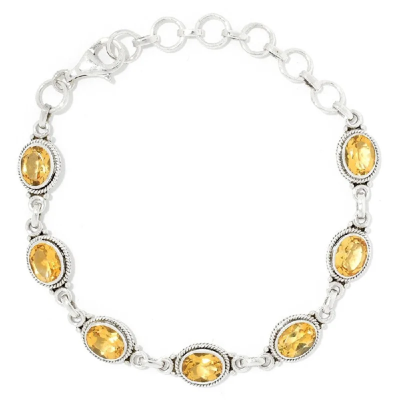 women luxury bracelets -Sterling Silver Oval Cut Citrine Adjustable Line Bracelet