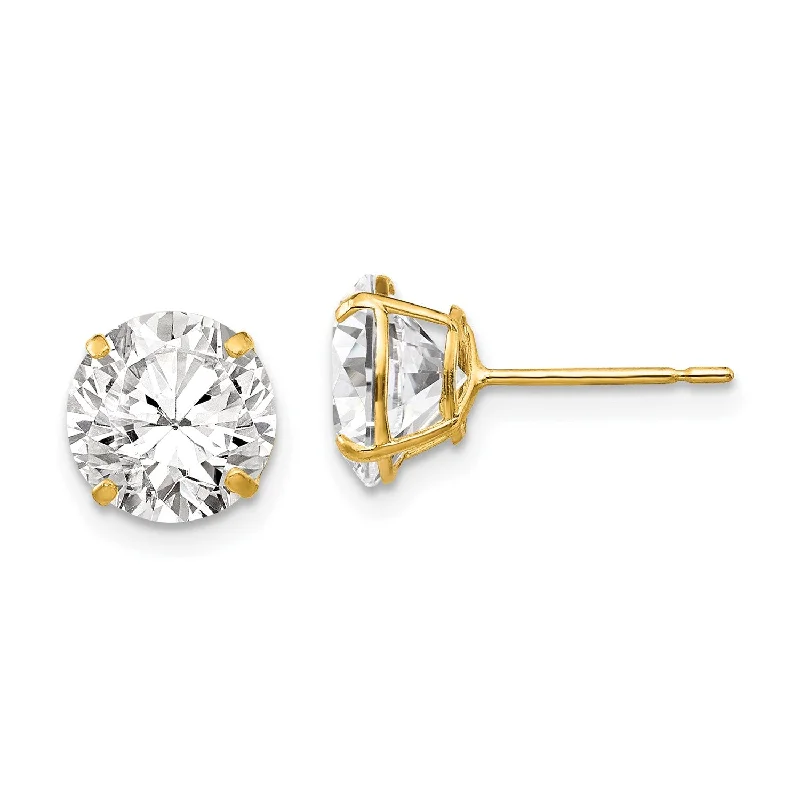 women elegant earrings -14KT Yellow Gold Cubic Zirconia 9MM 9MM Stud Earrings