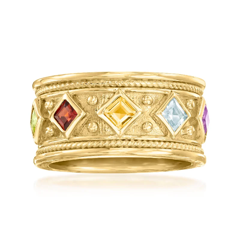 women radiant-cut engagement rings -Ross-Simons Multi-Gemstone Ring in 18kt Gold Over Sterling