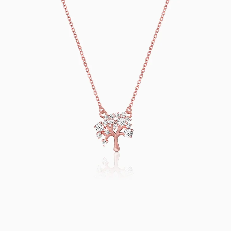 women statement necklaces -Rose Gold Tree of Life Necklace