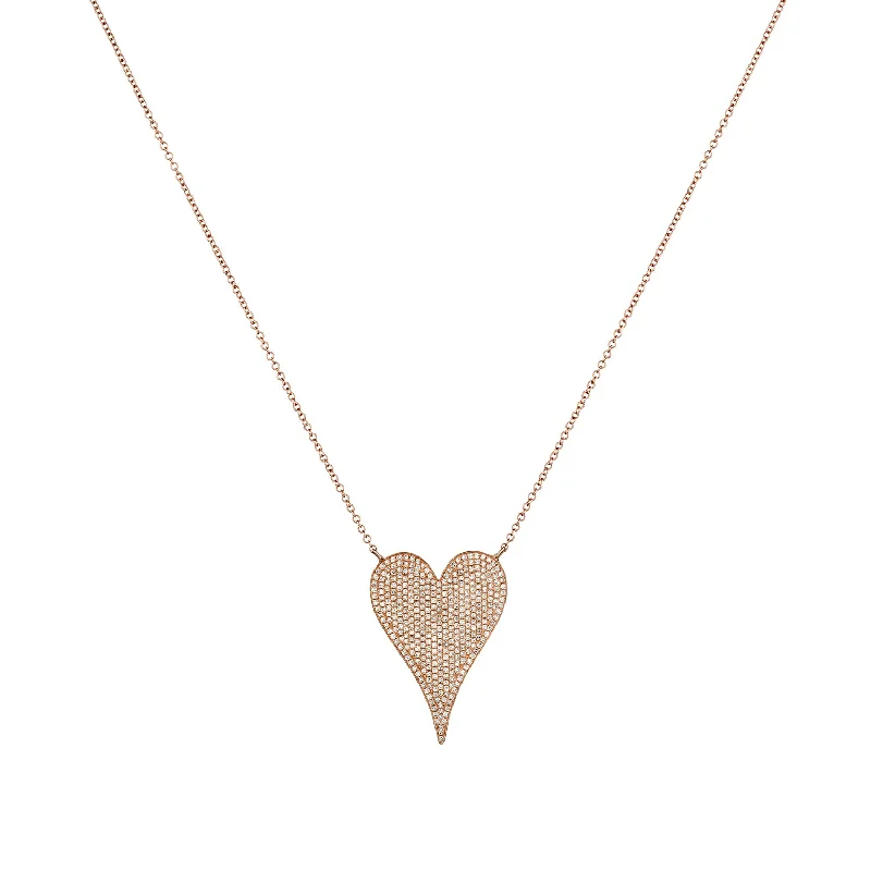 women moonstone necklaces -PAVÉ DIAMOND PINCHED HEART NECKLACE