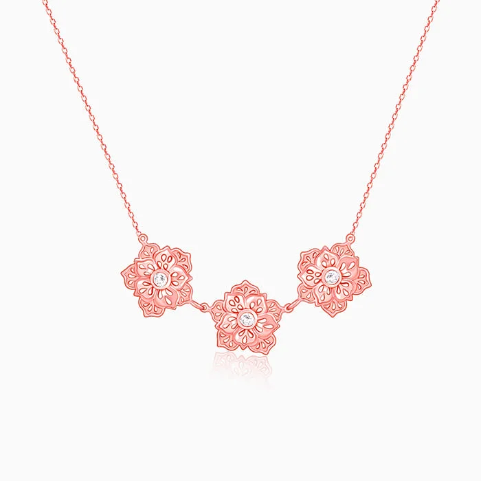 women boho necklaces -Rose Gold Filigree Flora Necklace