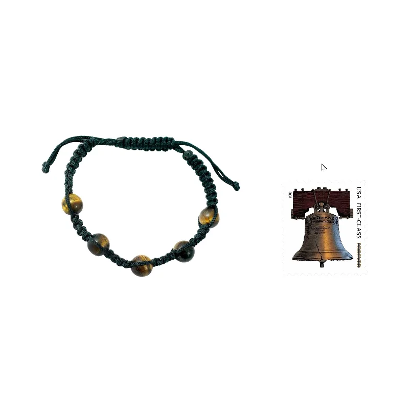 women friendship bracelets -Tiger's Eye 'Oneness' Macrame Bracelet (India)