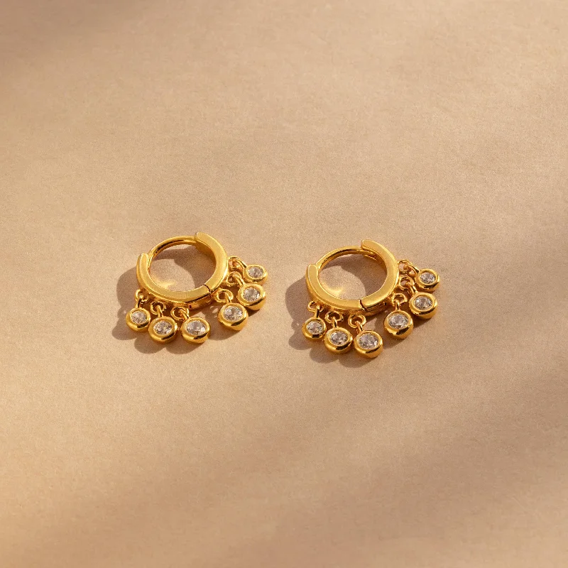 women gold hoop earrings -Chandelier Diamond Huggies