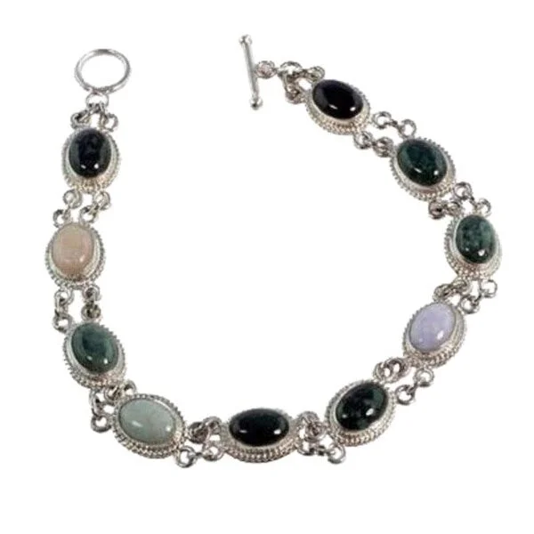 women friendship bracelets -Handmade Sterling Silver 'Jocotenango Rainbow' Jade Bracelet (Guatemala)