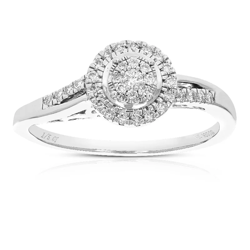 women diamond engagement rings -1/5 cttw Round Lab Grown Diamond Prong Set Engagement Ring .925 Sterling Silver