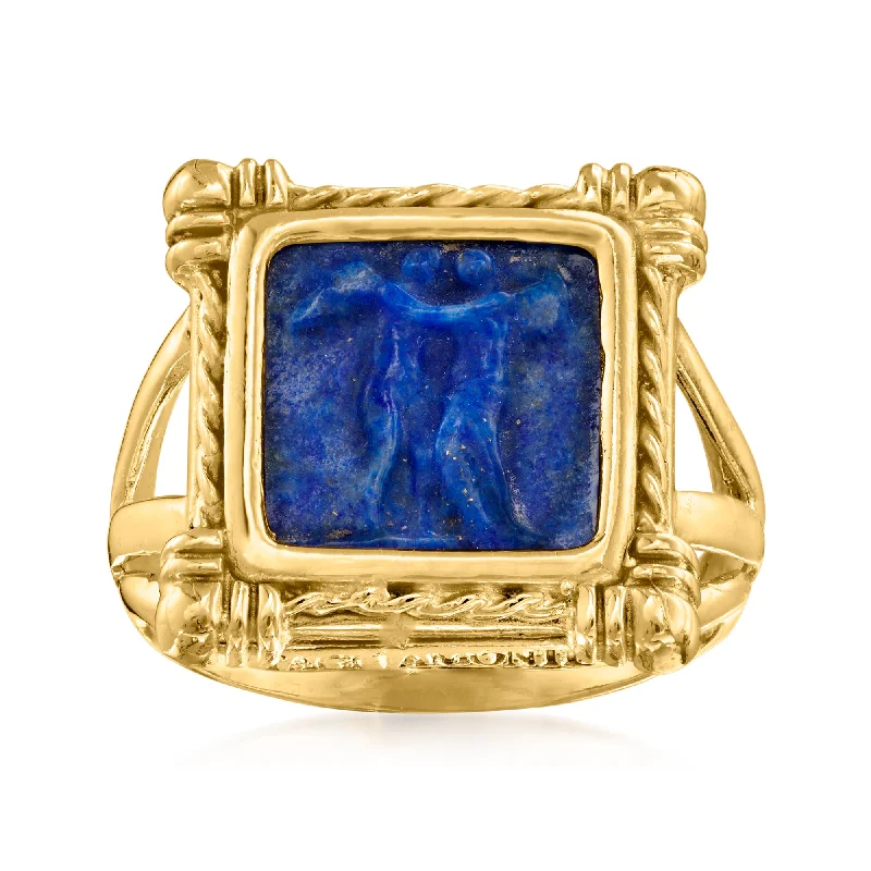 women alternative engagement rings -Ross-Simons Italian Tagliamonte Lapis Cameo Ring in 18kt Gold Over Sterling