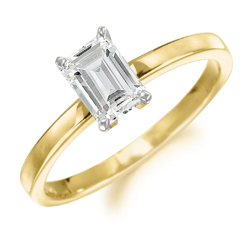 women halo rings -1 ct. Emerald Cut Solitaire Ring