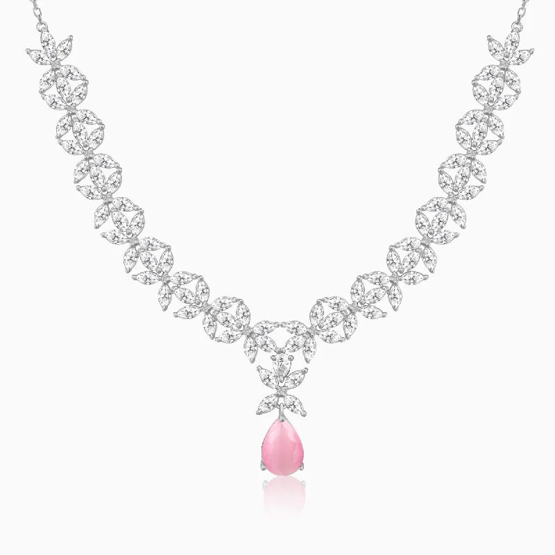 women high-quality necklaces -Silver Zircon Studded Magical Drop Necklace