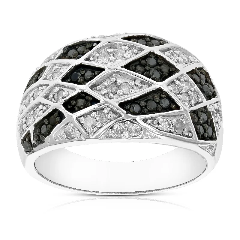 women luxury diamond rings -Sterling Silver Black Diamond Ring (0.70 CT)