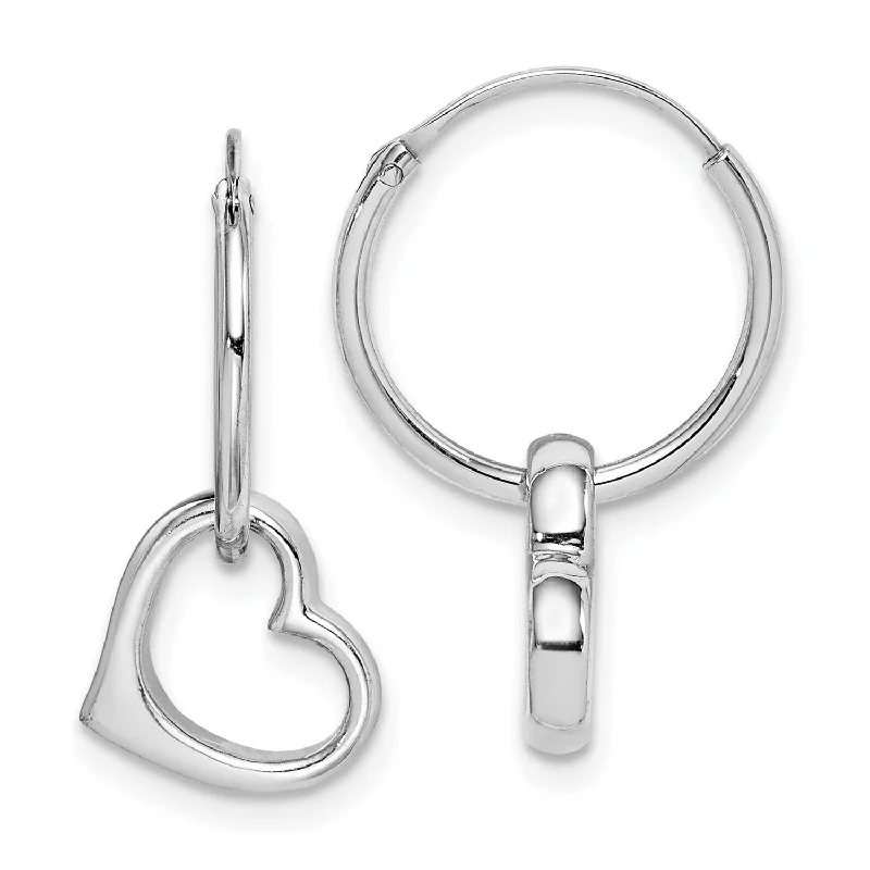 women gemstone earrings -Sterling Silver Heart Hoop Earrings