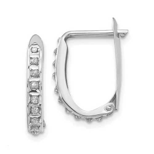 women dazzling earrings -Diamond Fascination 14KT White Gold 15MM Diamond Accent Hoop Earrings