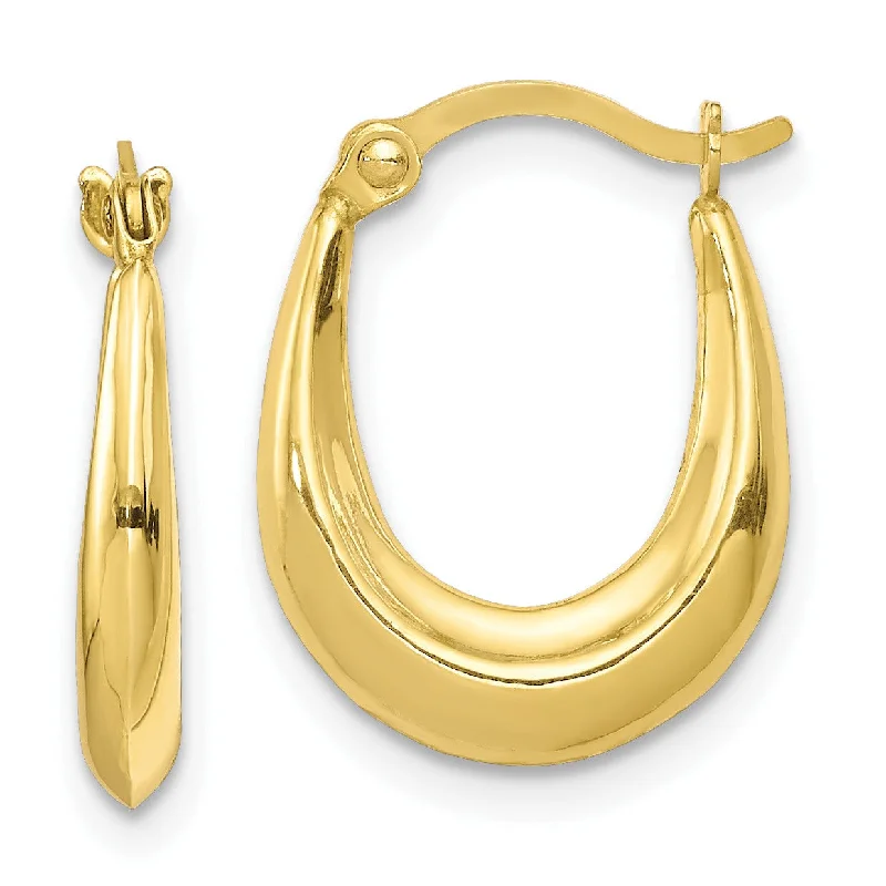 women vintage earrings -10KT Yellow Gold 15X12MM Hoop Earrings