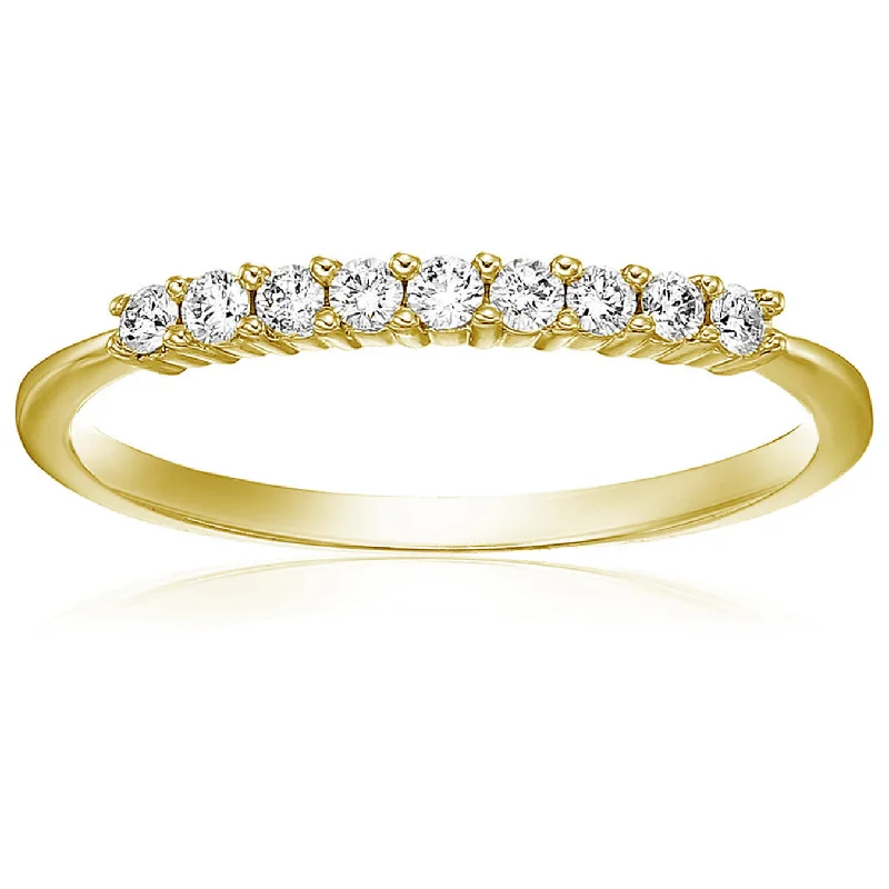 women gemstone engagement rings -1/4 ctw Petite Diamond Wedding Band in 10K Yellow Gold