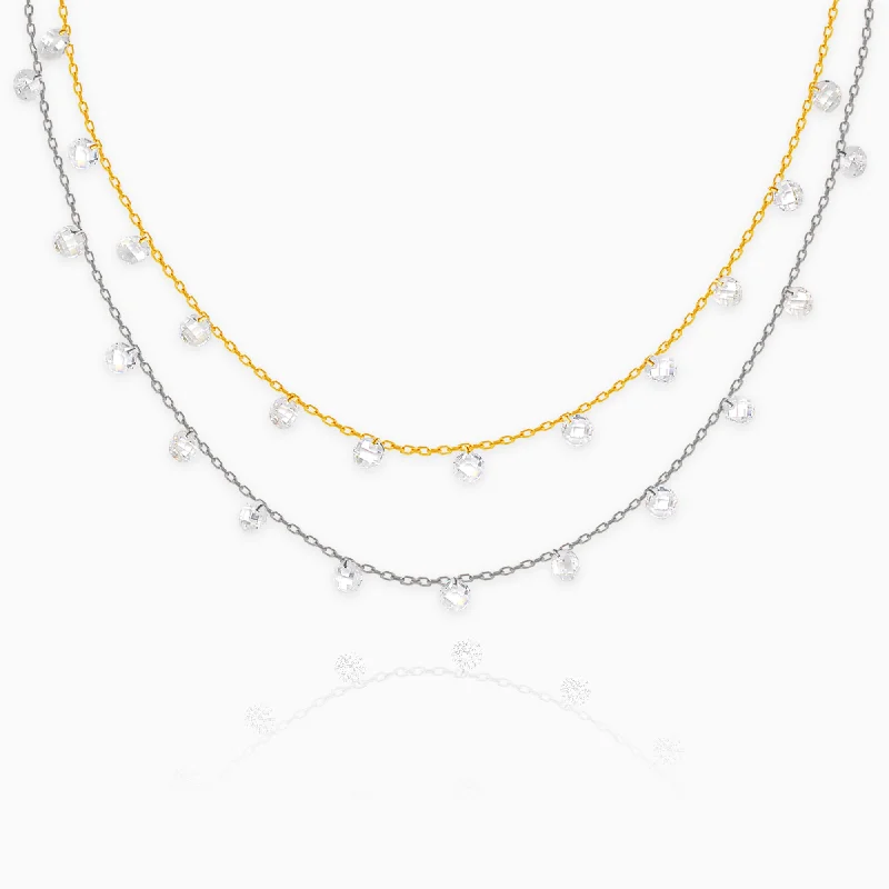 women short necklaces -Silver Gold Layered Queens Necklace