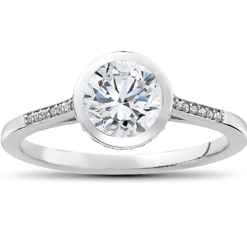 women elegant engagement rings -1 1/10 ct Lab Grown Diamond Aria Engagement Ring 14k White Gold