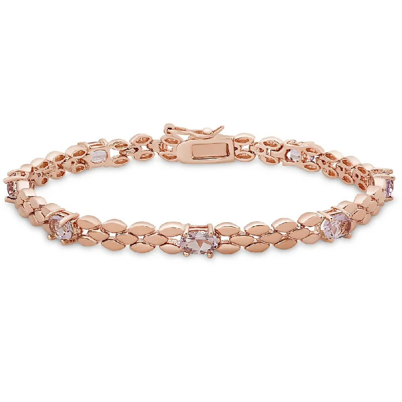 women eco-friendly bracelets -Dolce Giavonna Rose Gold Over Silver Pink Amethyst Bracelet