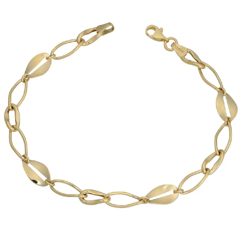 women custom charm bracelets -Fremada 10k Yellow Gold Fancy Oval Station Bracelet (7.5 inch)