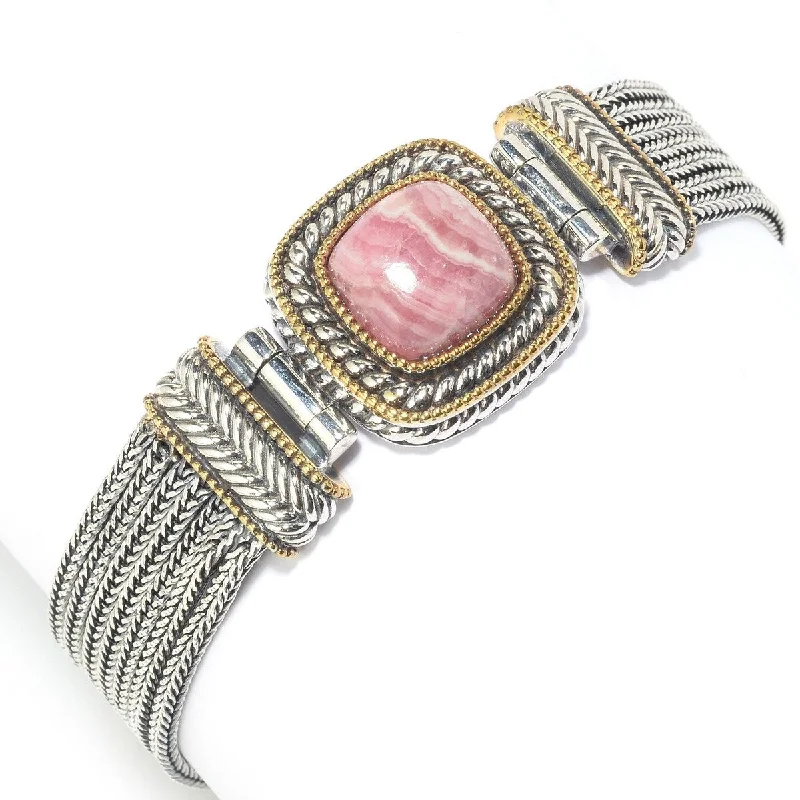 women gold bangles -925 Sterling Silver Rhodochrosite Chain Bracelet