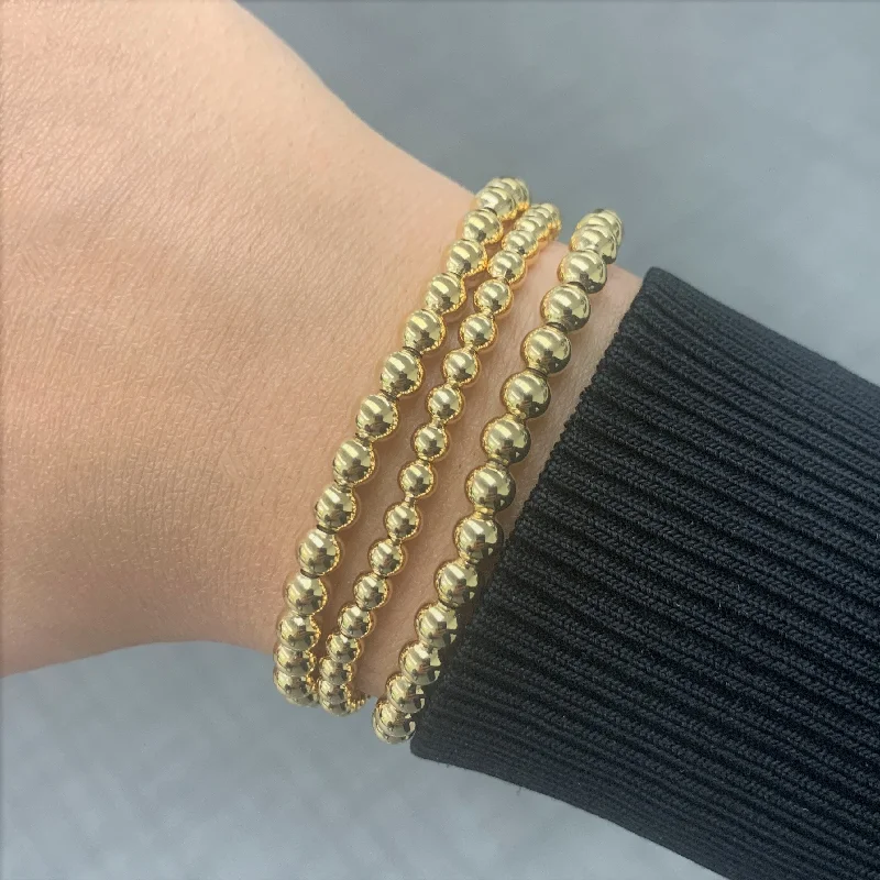 women bracelets -Joelle Beaded Bracelet 18k Gold Stretch 4mm Bracelet