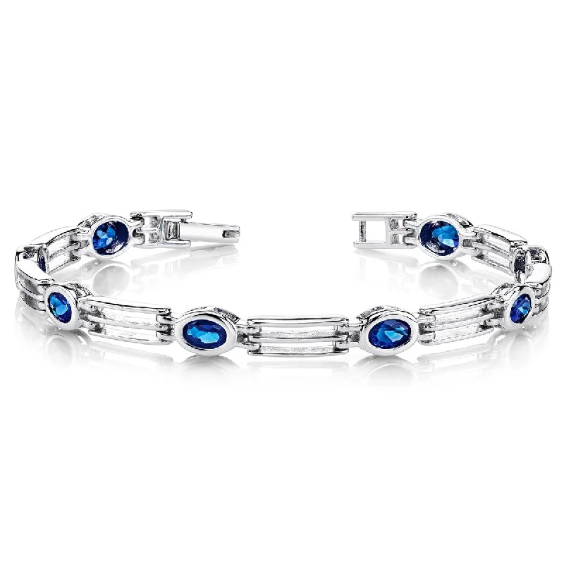 women gold bangles -3.75 ct Sapphire Tennis Bracelet in Sterling Silver