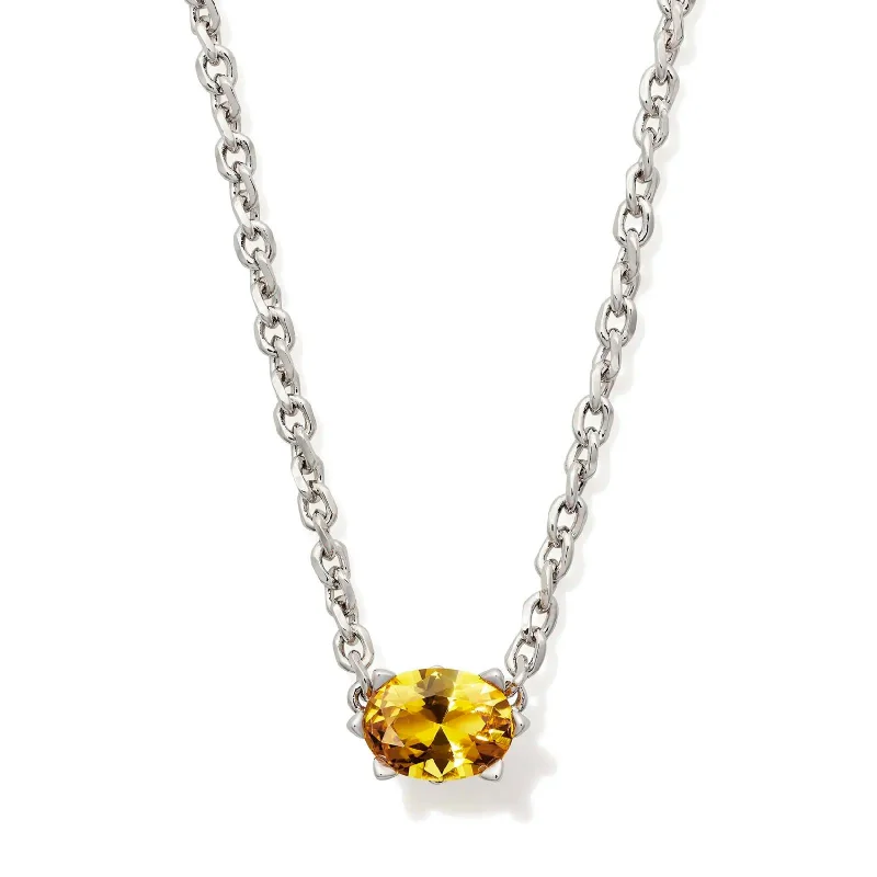 women beautiful necklaces -Kendra Scott | Cailin Silver Pendant Necklace in Golden Yellow Crystal