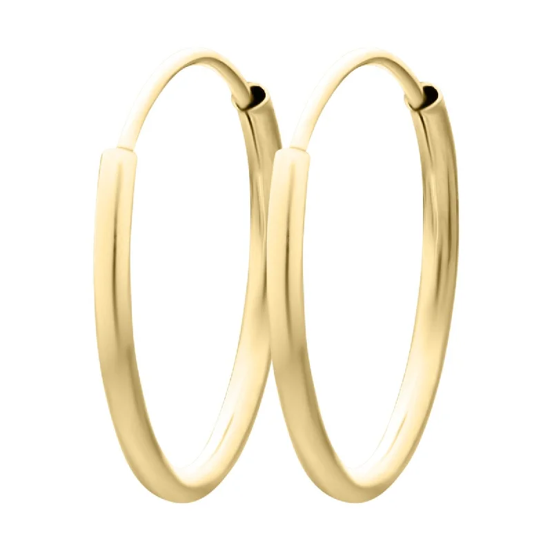 women minimalistic gold earrings -Kiddie Kraft 14KT Yellow Gold 12MM Endless Hoop Earrings