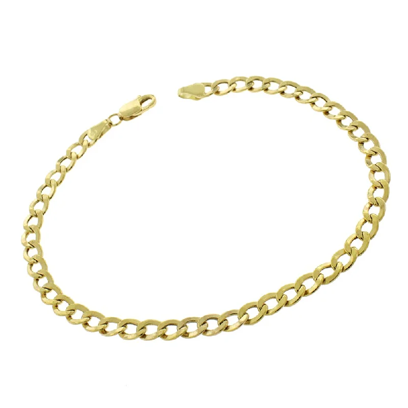 women personalized bangles -10k Yellow Gold 4.5mm Hollow Cuban Curb Link Bracelet Chain 8", 8.5"