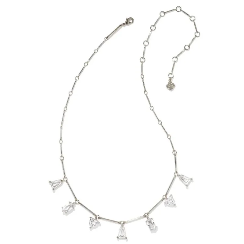 women chunky necklaces -Kendra Scott | Blair Silver Jewel Strand Necklace in White Crystal