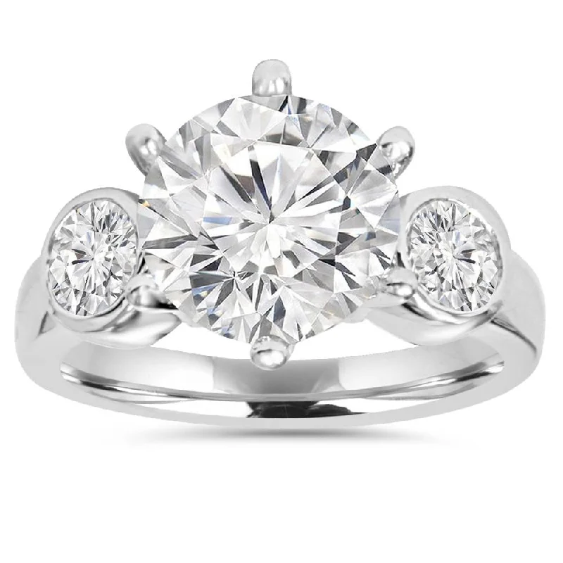 women creative engagement rings -4.00CT Diamond Engagement Ring 14K White Gold