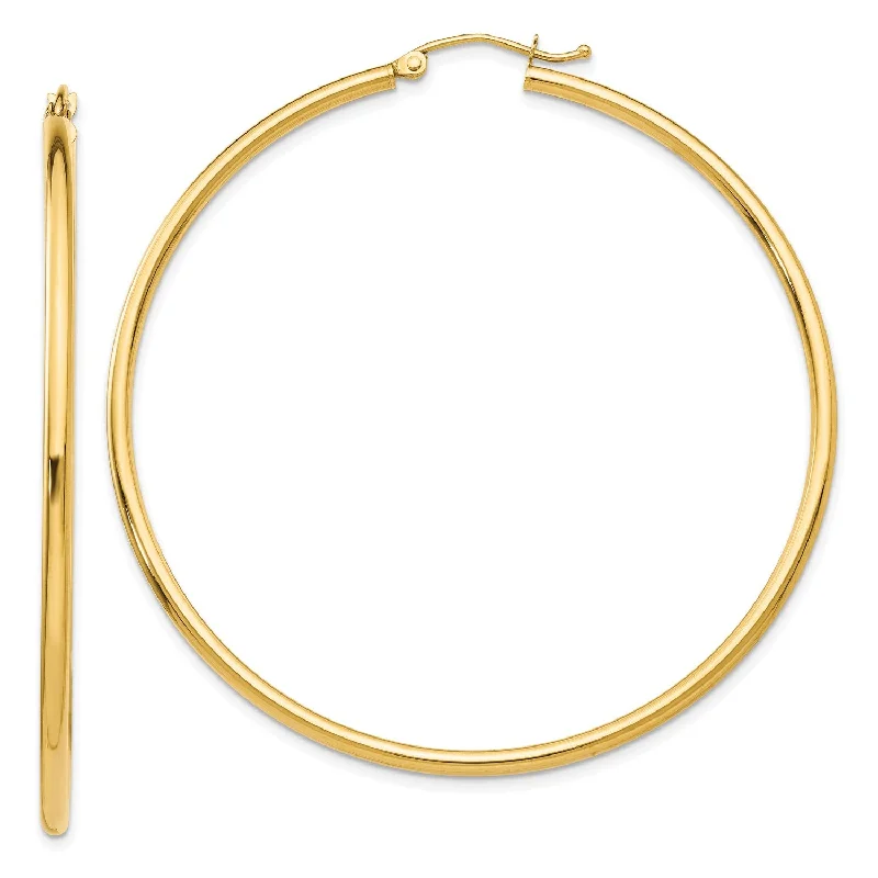 women glamorous earrings -14KT Yellow Gold 55X2MM Hoop Earrings