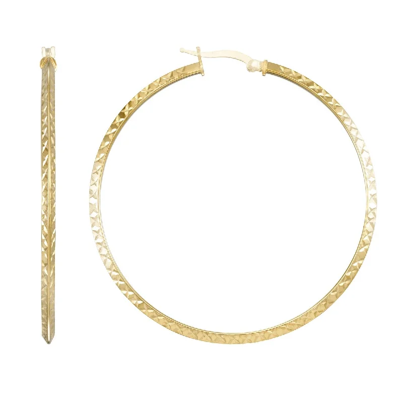 women vintage stud earrings -Simone I Smith Collection 18KT Yellow Gold Plated Sterling Silver 50X2MM Diamond-Cut Hoop Earrings