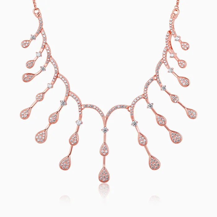 women crystal necklaces -Rose Gold Celebration Necklace