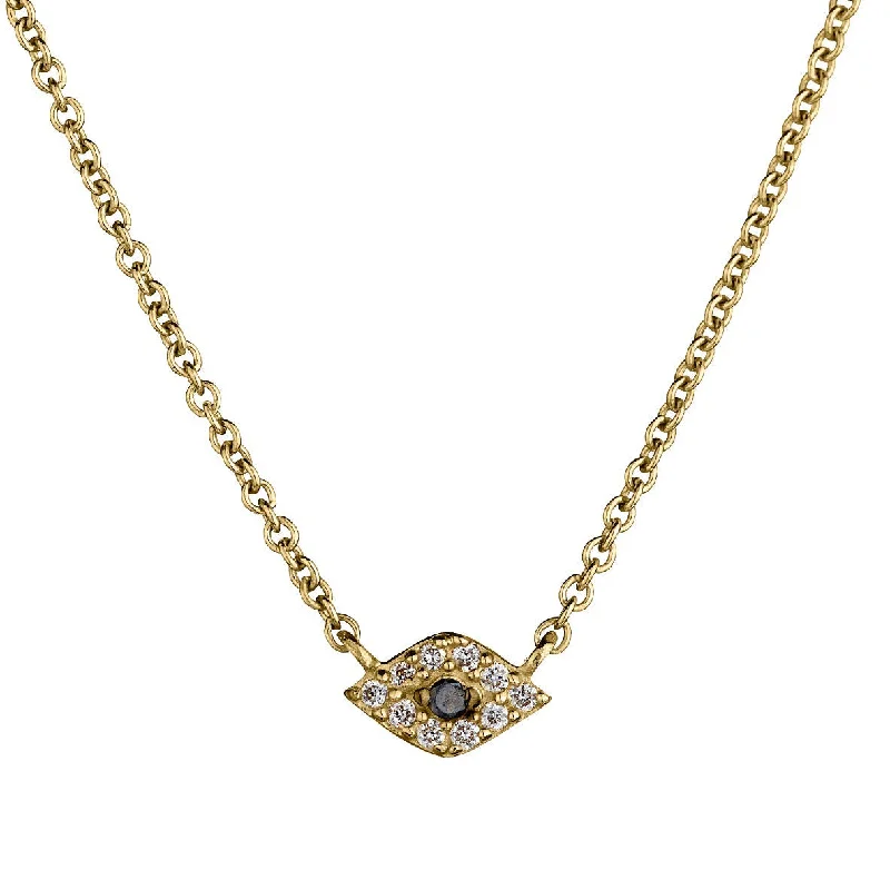 women gemstone necklaces -MINI EVIL EYE DIAMOND AND BLUE SAPPHIRE NECKLACE