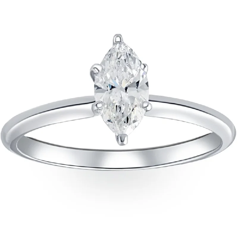 women engagement rings -Platinum .72Ct Marquise Natural Certified Diamond Solitaire Engagement Ring