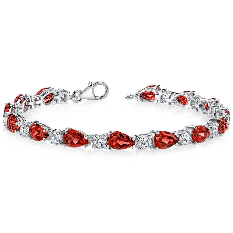 women stacked bracelets -13.75 ct Garnet Tennis Bracelet in Sterling Silver