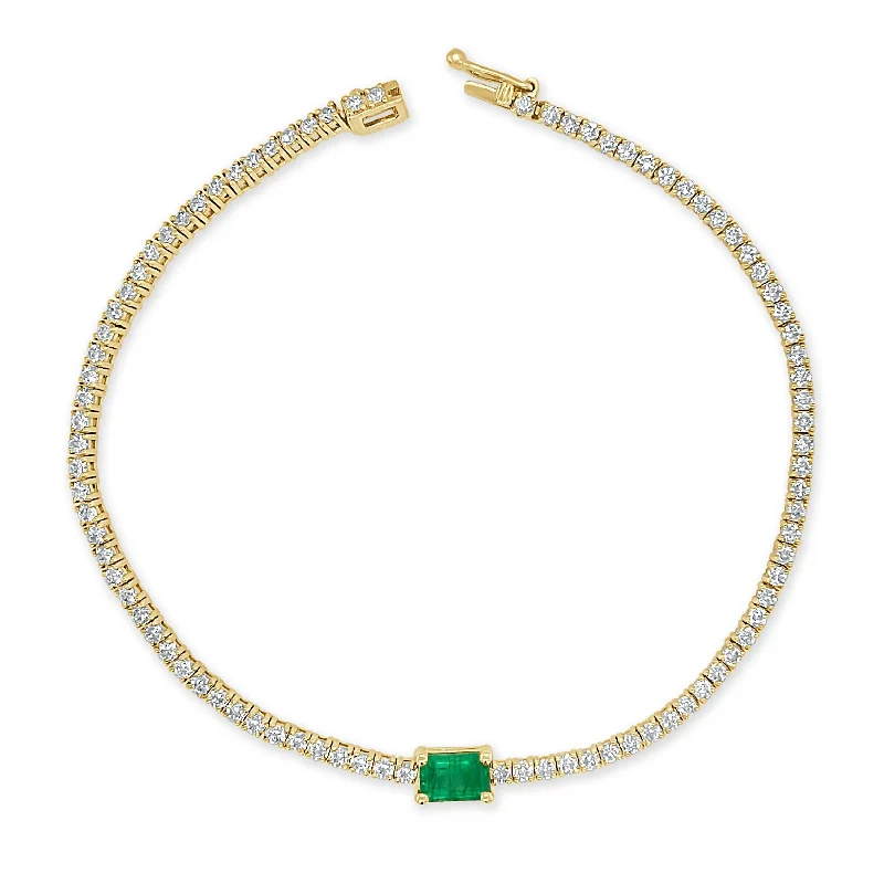 women friendship bracelets -Joelle 14K Gold Emerald & Diamond Tennis Bracelet