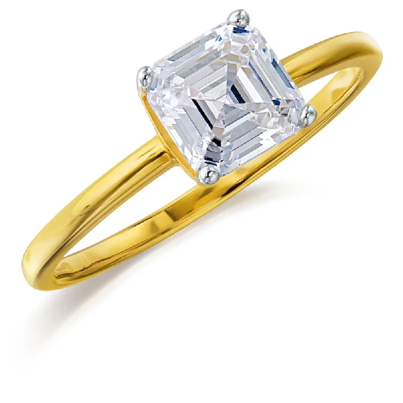 women classy rings -1 ct. Asscher Cut Solitaire Ring